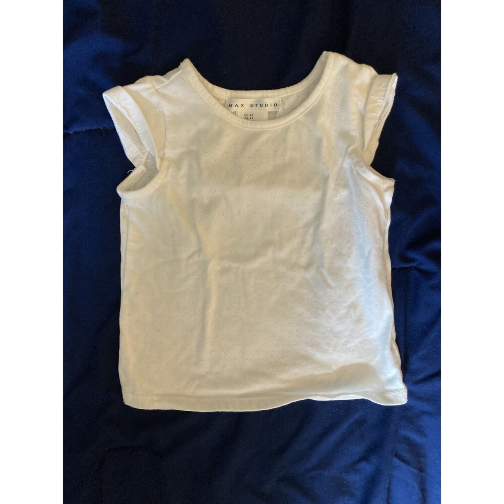 4T Max Studio girl clothes - 1 piece T shirt | solid white theme